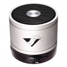 Aluminum cylinder bluetooth speaker. It connects to all bluetooth devices & has a button to answer calls