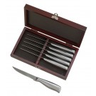 6 piece stainless steel steak knife set in rosewood box - 10 1/4” x 5 3/4”