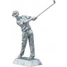 Silvertone resin female golfer statue - 10 1/2" ht.