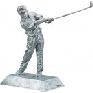 Silvertone resin male golfer statue