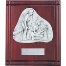 Rosewood and pewter plaque with mixed golf partners
