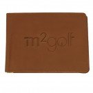 Leather golf score card holder that holds horizontal score card
