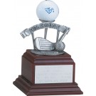 Pewter hole-in-one award on wood base