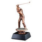 Copper-tone resin male golfer on black base - 16" ht.
