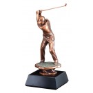 Copper-tone resin male golfer on black base - 13" ht.