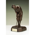 Antique bronze finished vintage male golfer putting - 10" ht.