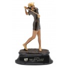 Black & gold resin female golf sculpture - 12 1/2" ht.
