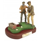 Painted resin sculpture of Old Tom Morris & son - 8” h.