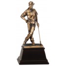 Copper-tone resin male golfer standing - 9 1/2" ht.