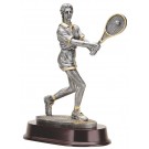 Silver & gold resin female tennis sculpture - 10" ht.