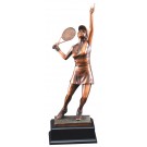Copper tone female tennis sculpture - 17 1/2" ht.