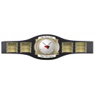 Black leather perpetual adjustable champion’s belt with heavy duty snaps - 52" long adjusts to 36"
