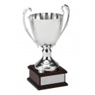 Silverplated trophy cup on rosewood base - 12 3/4” ht