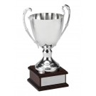 Silverplated trophy cup on rosewood base - 10 1/2" ht.