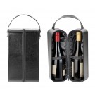 Leatherette dual zippered wine carrier - 7 1/4” w. 16” ht.