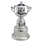 Pewter trophy cup with cover on pewter base - 20” ht.