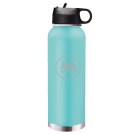 Stainless steel 32 oz. powder coated insulated bottle with straw with lasered imprint