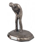 Antique bronze finished male golfer putting 