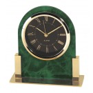 Green acrylic & brass clock-5 1/2"  x  5 1/2"