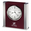 High gloss rosewood & silver clock with quartz movement - 6” ht. x 6” w.