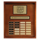 Perpetual plaque with logo & gold title plates - holds 24 plates - 20” x 22 1/2”