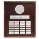Perpetual plaque with logo & silver title plates - holds 24 plates - 20” x 22 1/2”