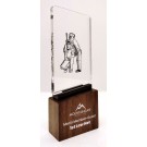 Acrylic and wood award with male golf partners - also available with female partners, mixed partners, male & female golfers - 9” ht.