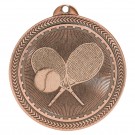 Bronze 2” tennis design medal with lasered copy & ribbon