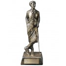 Antique bronze finished vintage female golf sculpture