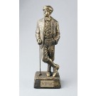 Antique bronze finished vintage male golf sculpture