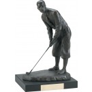 Antique bronze vintage golfer on black wood base