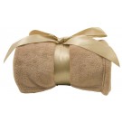 Embroidered luxury plush blanket-packaged with a satin ribbon - 42" x 60" - Includes up to 10,000 stitches. Available in tan (as shown), red, navy, vanilla, brown, hunter green, black, grey, purple, pink and sage green