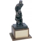 Antique bronze finished mixed golf partners sculpture on walnut base - 12"