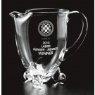 Etched glass footed pitcher - 18 oz. - 4 1/2" ht.
