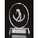 Crystal iceberg with pewter female golfer - 4" ht.