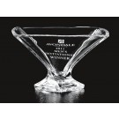 Etched European glass bowl with pedestal base - 6" dia.