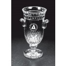 Etched hand cut lead crystal trophy cup with type around the top - 8 1/2" ht.