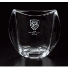 Etched European glass oval shaped vase - 7" ht.