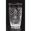 Etched full lead cut crystal vase with etched partners, logo & copy - 10" ht.