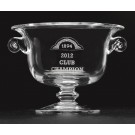 Etched non lead crystal trophy bowl with handles - 9" dia.