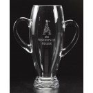 Etched non-lead crystal trophy cup with handles - 12" ht.