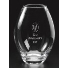 Etched non-lead crystal barrel vase - 7 3/4" ht.
