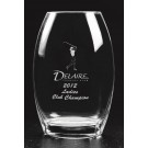 Etched non-lead crystal vase with choice of etched female or male golfer or male, female or mixed partners and logo and copy - 8 1/2" ht.