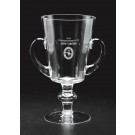 Etched glass trophy cup with handles - 10" ht.