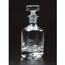 Etched 34 ounce handblown non-lead crystal decanter with sculptured bottom - 9 3/4" ht.  