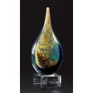 Etched multi-color crystal teardrop sculpture - 12" ht. 