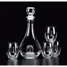 Boxed set of etched 42 oz. decanter & 4 etched 9 oz. stemless wine glasses