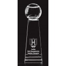 Etched optic crystal tower with tennis ball - 8" ht.