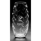 Etched lead crystal vase with cut bevels - 8 3/4” ht.