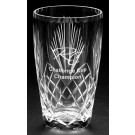 Etched lead cut crystal vase - 12” ht.
